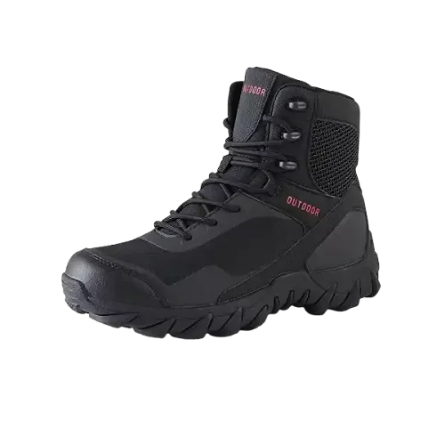 Genuine Leather High-Top Black Shoe