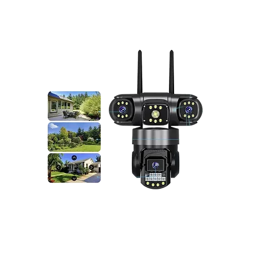V380 New 3 Lens and 3 Screen Sc28-G Black 6MP Security CCTV Wireless IP Security 4G Network PTZ Triple-Lens Camera