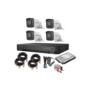 Hikvision 4 Channels 2mp Fully installed - White