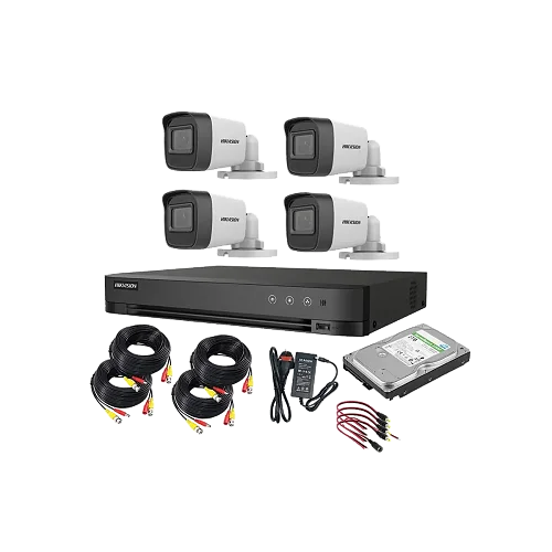 Hikvision 4 Channels 2mp Fully installed - White