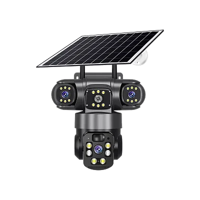 Outdoor Solar WiFi Camera 3 Lens PIR Human Detection Security Surveillance LOT